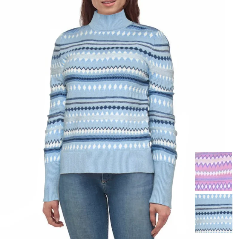 New Markdowns Aspen Women's Super Soft Fair Isle Funnel Neck Sweater