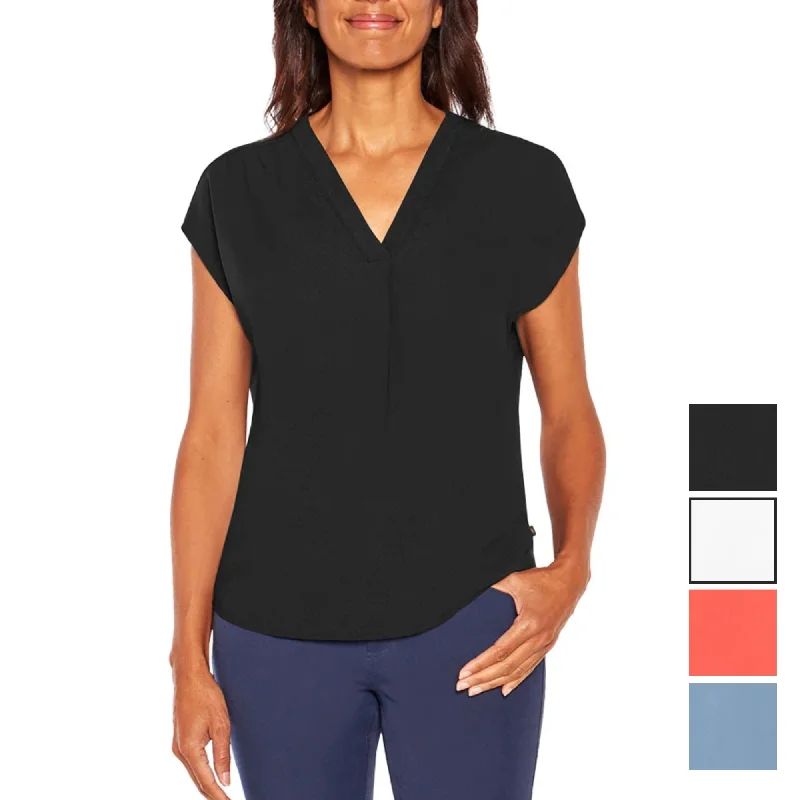 Stock Up and Save Banana Republic Women's V-Neck Front Pleat Relaxed Fit Blouse Top