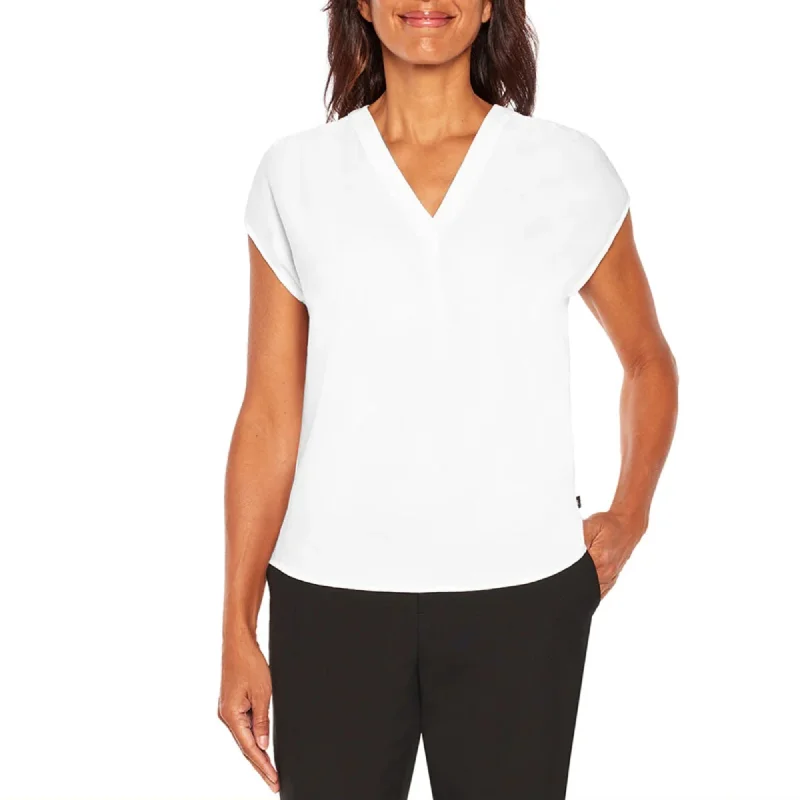 Shop and Save Banana Republic Women's V-Neck Front Pleat Relaxed Fit Blouse Top