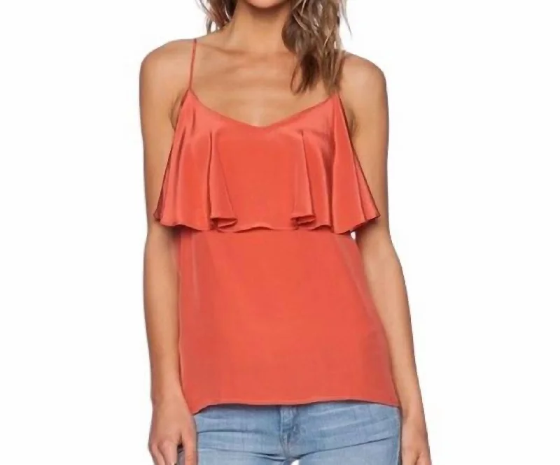 YEAR-End Sale Belisa Ruffle Cami Top In Coral