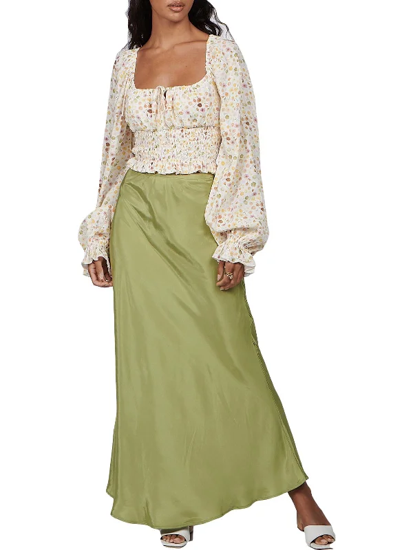 Extra Savings Bobby Womens Floral Smocked Crop Top