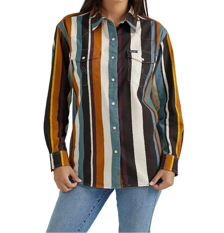 Price Drop Alert Brushpopper Stripe Cowboy Snap Shirt In Multi Stripe