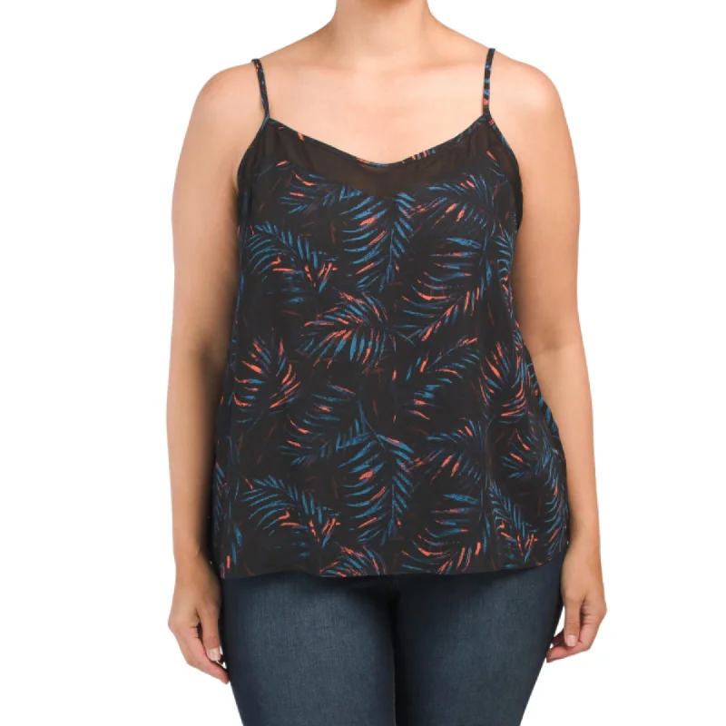 Price Reduction CARMEN MARC VALVO Women's Plus Tropical Print Adjustable Straps Cami Tank Top