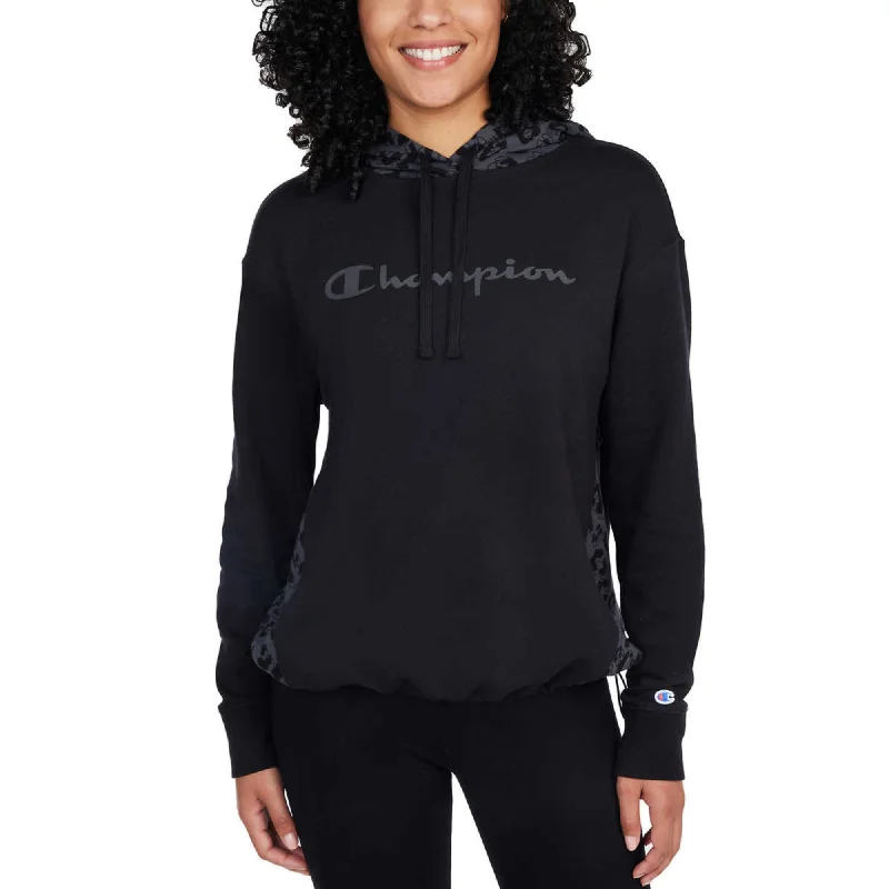 Markdowns Champion Women's Color Block Logo Print Cotton Blend Hoodie