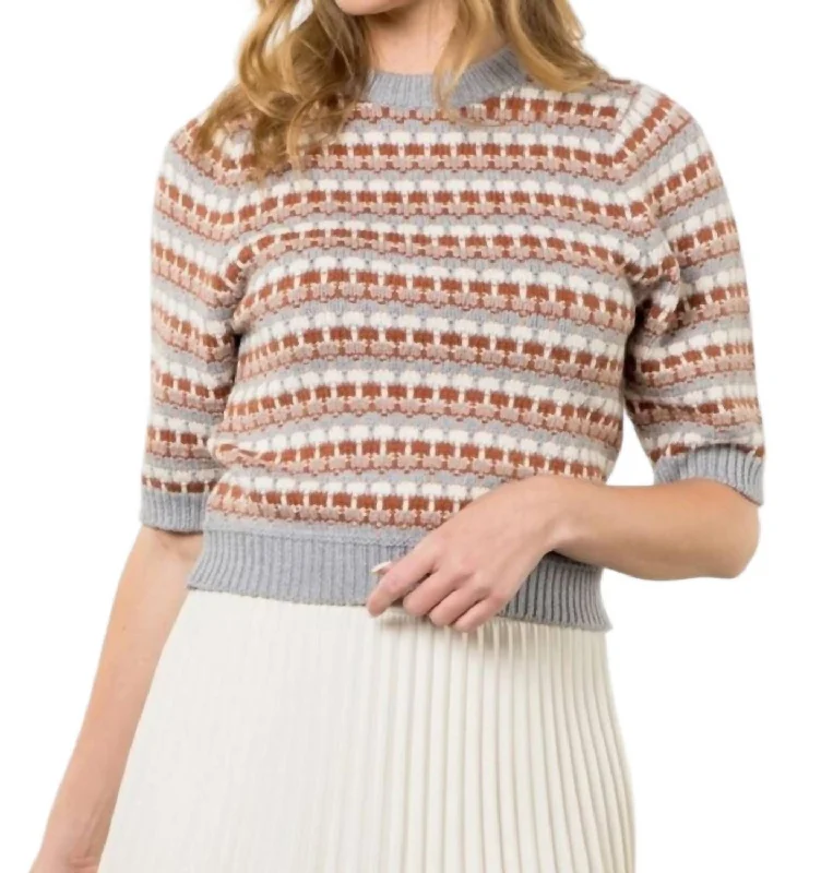 Exclusive Savings Checkered Sweater Top In Brown/grey