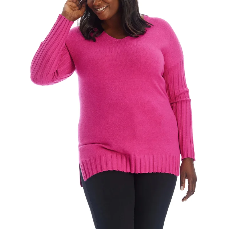 Flash Deals Adyson Parker Women's V-Neck Pullover Soft Knit Tunic Top Sweater