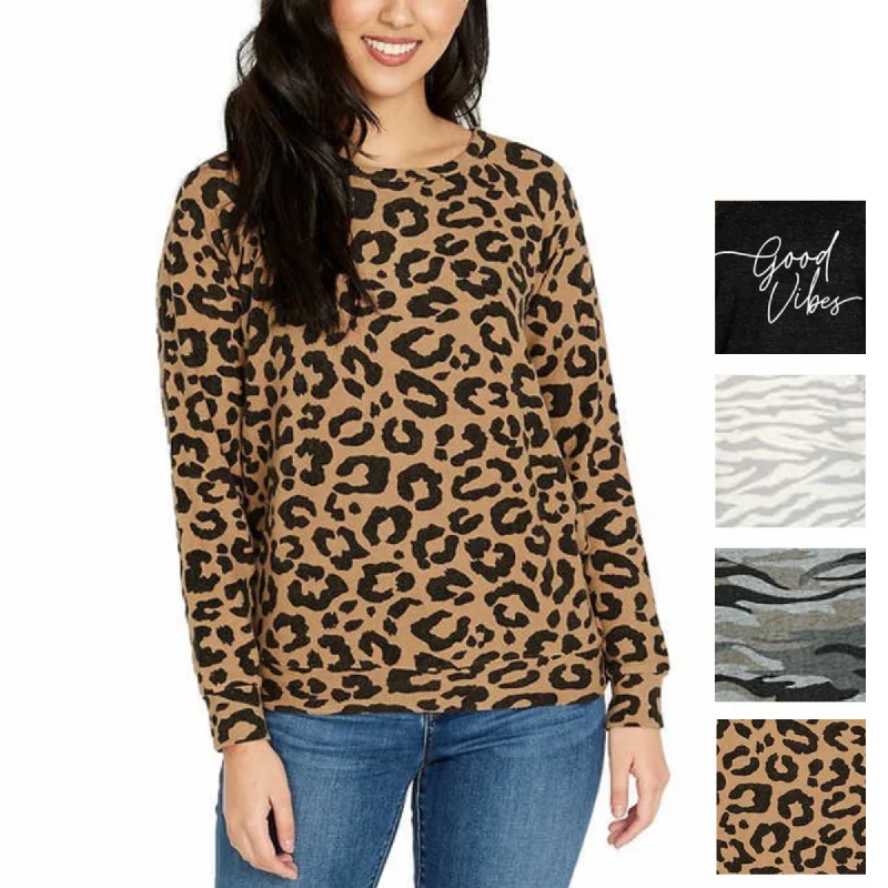Limited Time Buffalo David Bitton Women's Ultra Soft Leopard Print Cozy Pullover Top