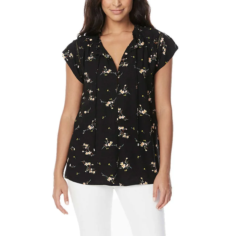 Get It Before It’s Gone Buffalo Women's Floral Print Flutter Sleeve Lightweight Woven Top Blouse
