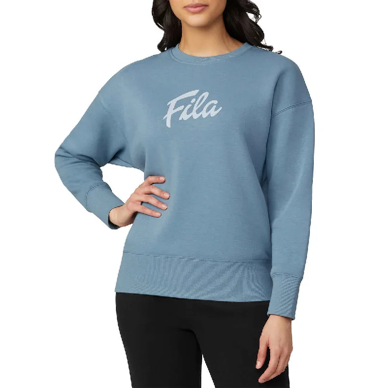 Clearance Sale FILA Women's Chest Logo Cotton Blend Active Crewneck Sweatshirt Top