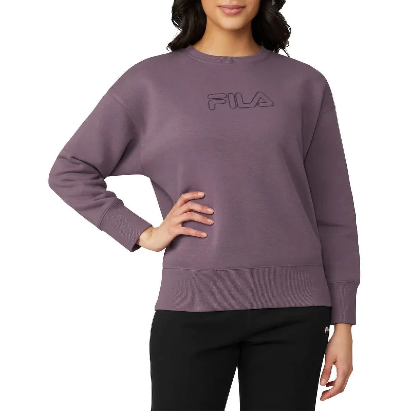 Act Now FILA Women's Chest Logo Cotton Blend Active Crewneck Sweatshirt Top