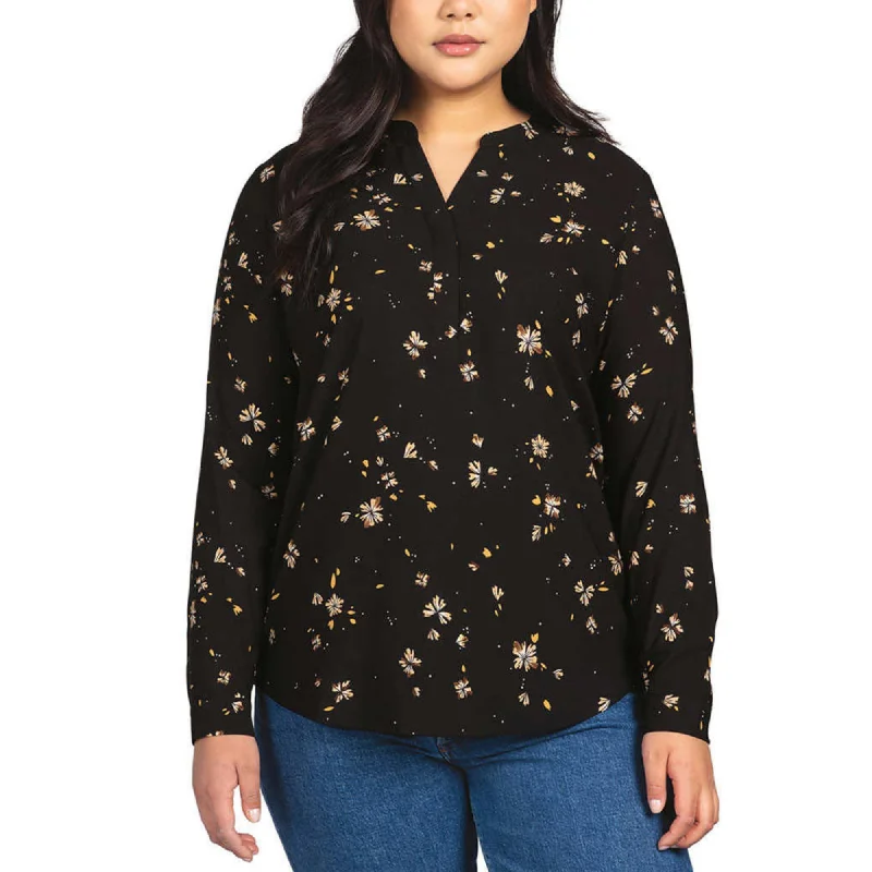 Daily Deals Hilary Radley Women's Floral Print Relaxed Fit Long Sleeve Top Blouse