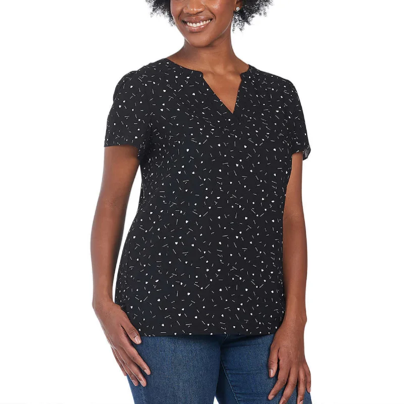 The Best Prices Hilary Radley Women's V-Neck Flutter Sleeves Lightweight Printed Blouse Top