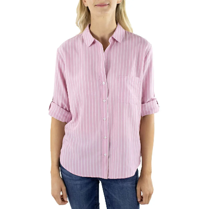 Don't Miss Jachs Girlfriend Women's Stripped Long Sleeve Blouse  Button-Up Shirt