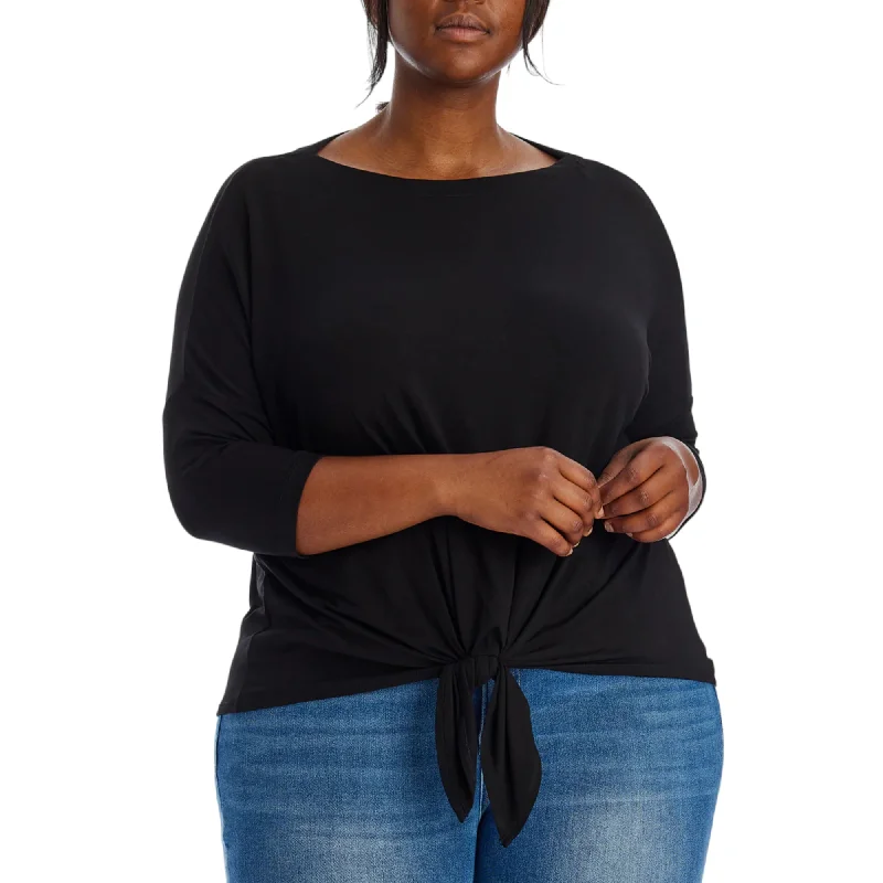 Low Prices Karen Kane Women's Plus Tie Front 3/4 Dolman Sleeve Boatneck Blouse Top