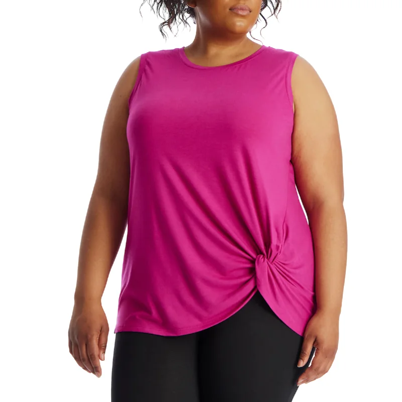 Discount Deals Marc NY Performance by Andrew Marc Women's Plus Asymmetric Twisted Active Tank Top