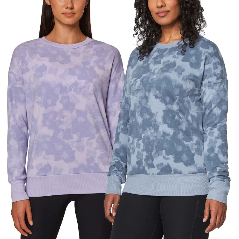 Deep Discounts Mondetta Women's Floral Print Eco Soft Lightweight Casual Active Sweatshirt Top