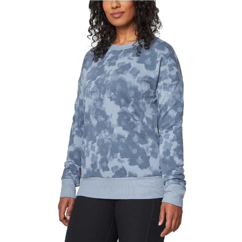 Season Finale Sale Mondetta Women's Floral Print Eco Soft Lightweight Casual Active Sweatshirt Top