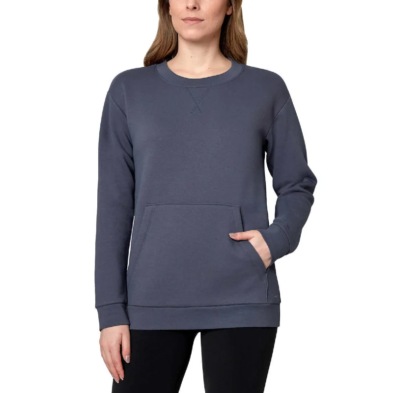 Closeout Sale Mondetta Women's Soft Brushed Fleece Kangaroo Pocket Crewneck Top Casual Active Sweatshirt