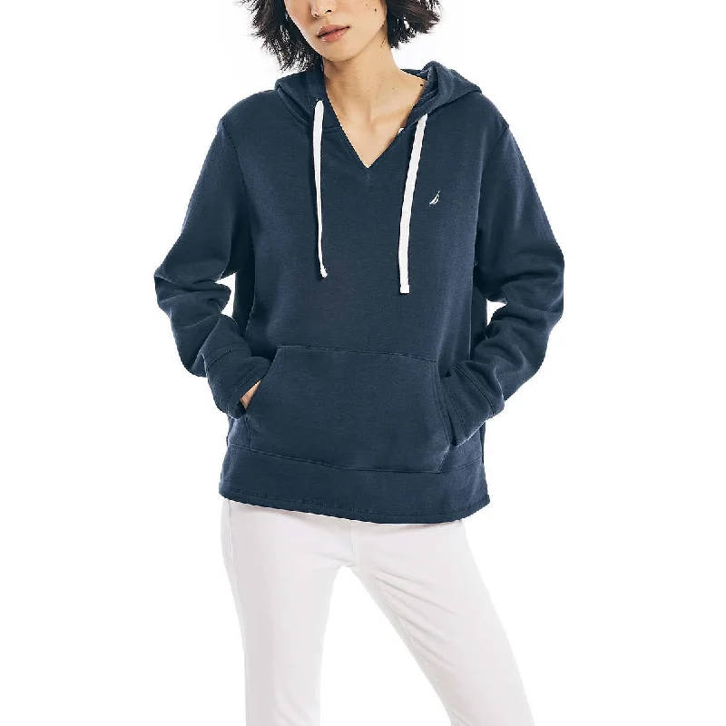 Incredible Offers Nautica Women's V-Neck Kangaroo Front Pocket Sweatshirt Cotton Blend Hoodie