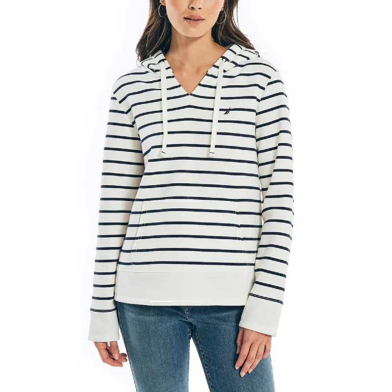 Lowest Prices Nautica Women's V-Neck Kangaroo Front Pocket Sweatshirt Cotton Blend Hoodie