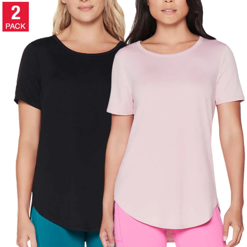 Blowout Sale Skechers Women's 2-Pack Lightweight Tee Soft Active Casual Tunic T-Shirt