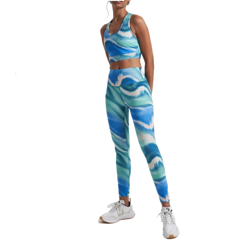 Flash Deals SPLITS59 Women's High Waist Moister Wicking Marbled Print Bardot Leggings and Top Collection