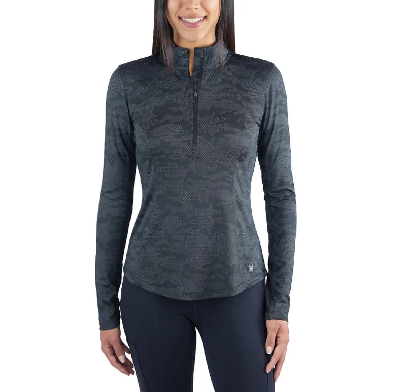 New Markdowns Spyder Women's Tech Soft Moisture Wicking Thumbholes Quarter Zip Active Top