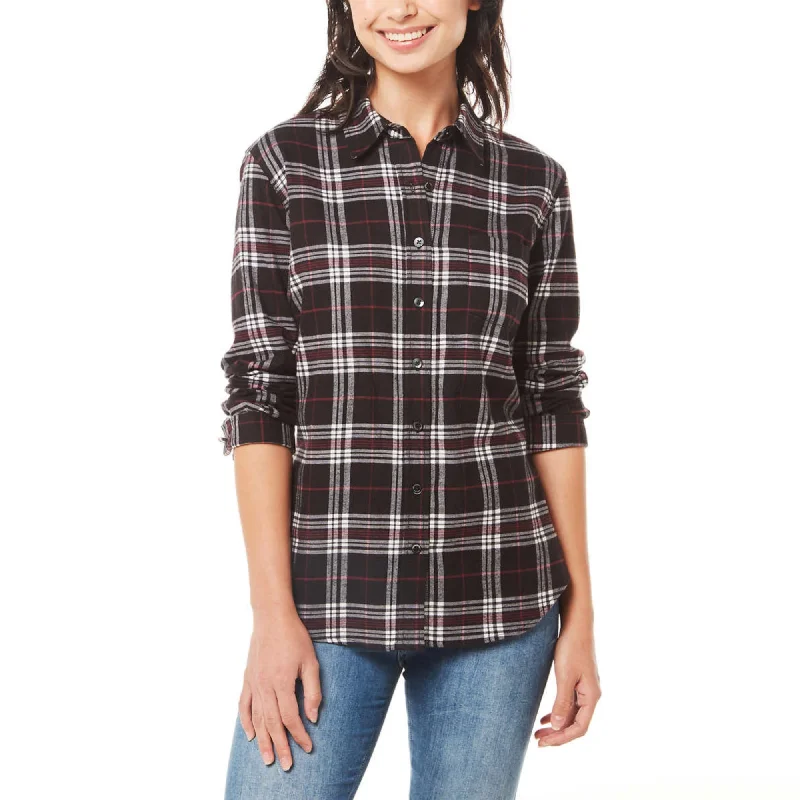 Major Savings Weatherproof Vintage Women's Stretch Plaid Flannel Button Front Shirt