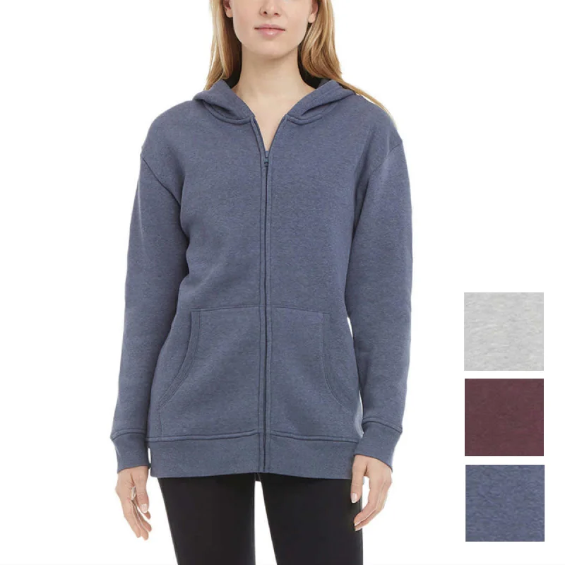 Early Access Danskin Women's Kangaroo Pockets Cotton Blend Soft Brushed Fleece Casual Active Full Zip Hoodie