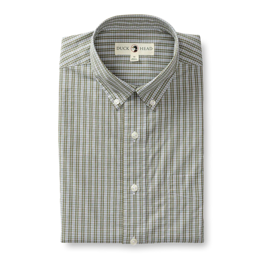 While Supplies Last Cotton Poplin Stirling Plaid Shirt (Deep Lichen Olive)