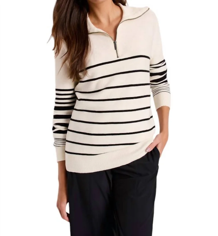 Don't Miss Easy Stripe Sweater In White Multi