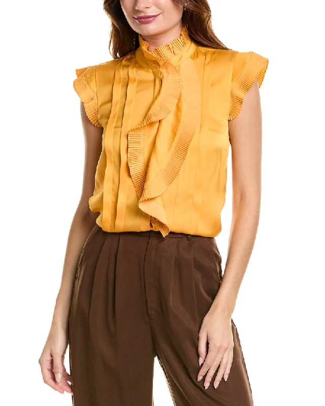 Exclusive Savings Elie Tahari Cascade Ruffle Silk-Blend Shirt