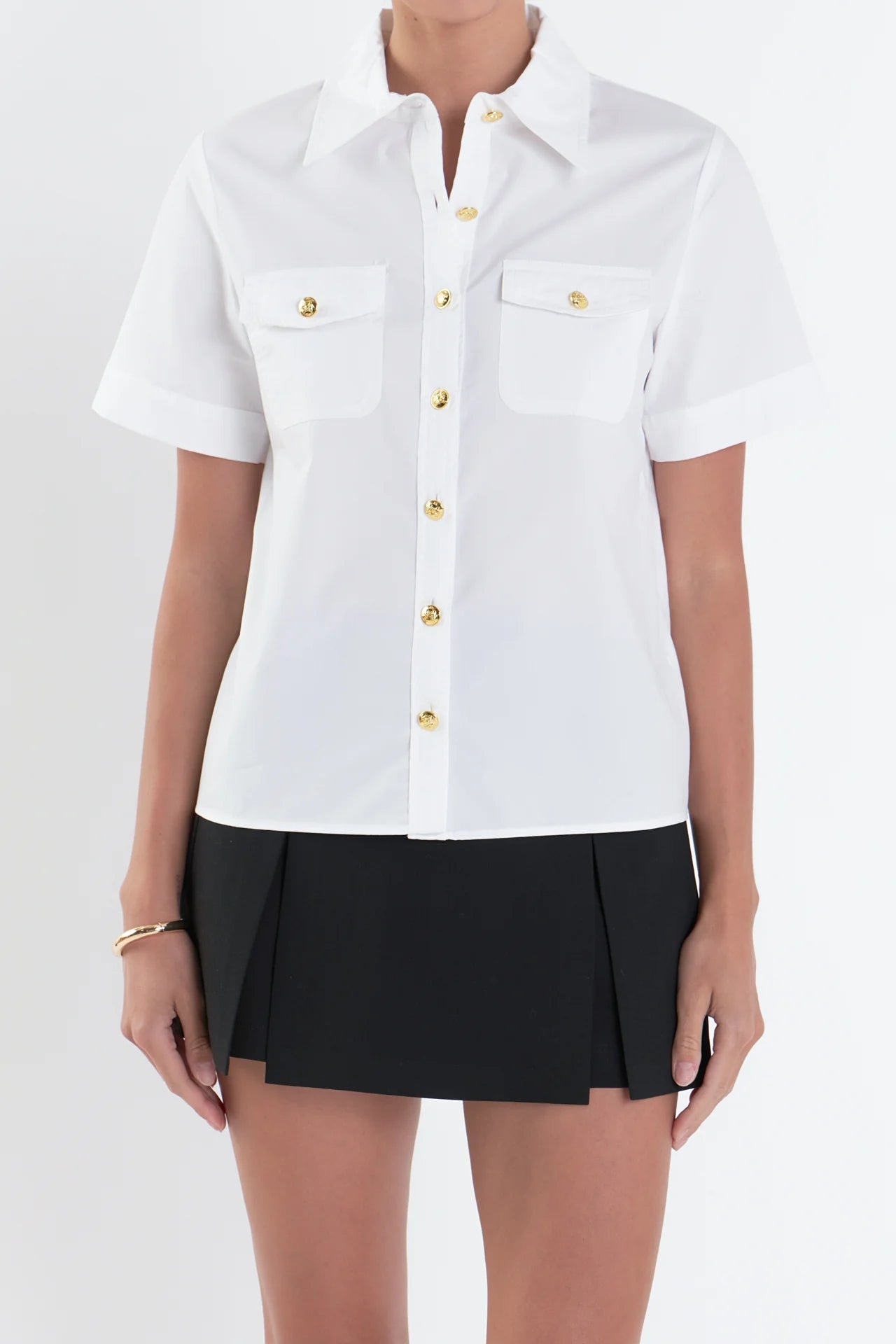 Crazy Savings Poplin Short Sleeve Shirt (White)