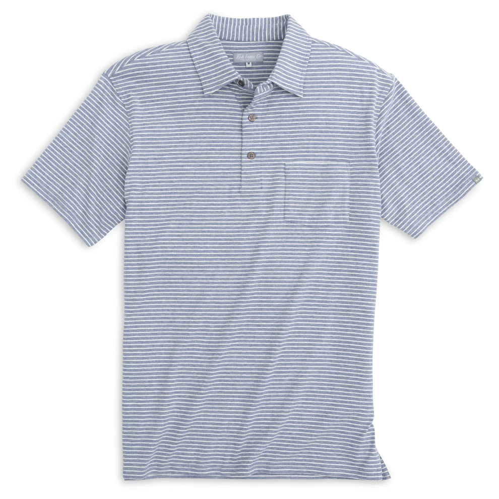 Hurry In Melange Stripe Polo (Slate Heather)