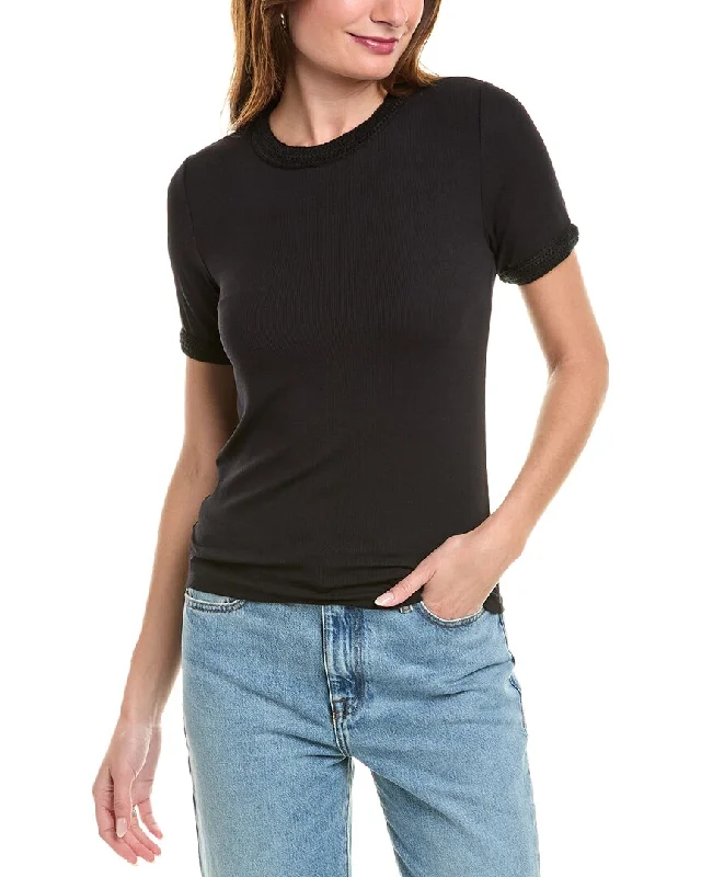 Referral Discount FRAME Denim Crochet Trim T-Shirt