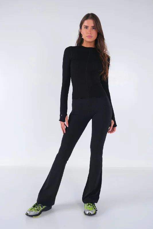 Special Price Frill Long Sleeve Top - Black