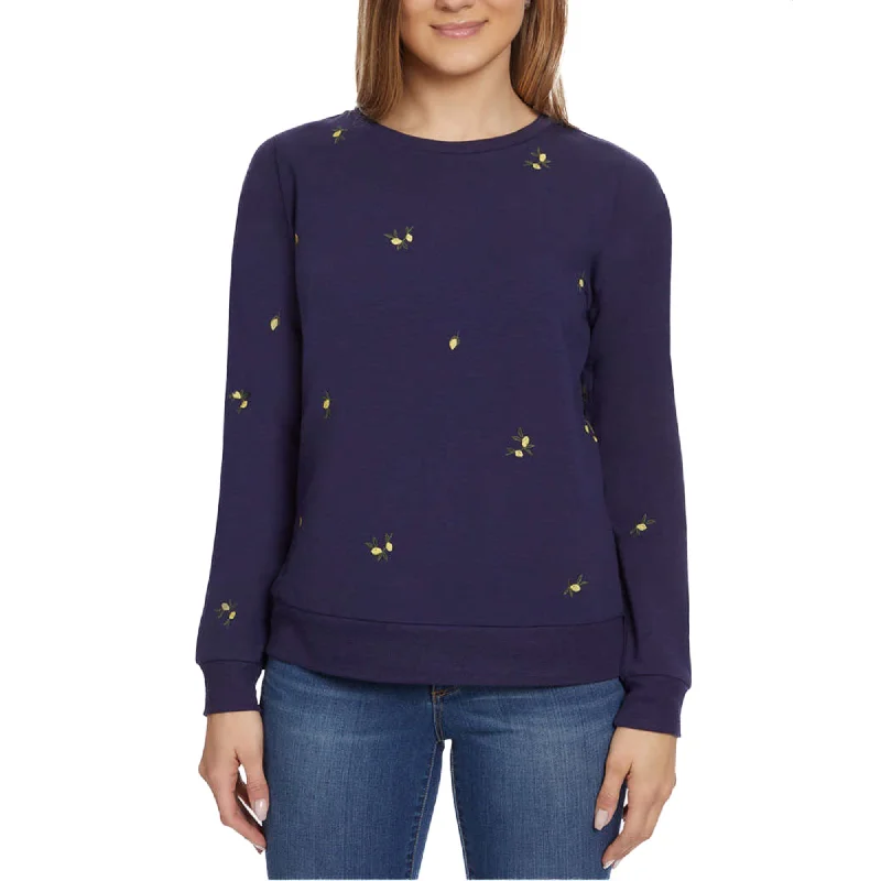 Bargain Prices Gloria Vanderbilt Women's  Floral Embroidered Crewneck Pullover Sweater Top