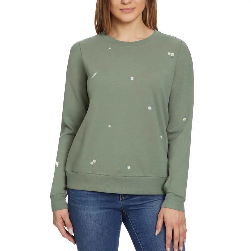 Price Reduction Gloria Vanderbilt Women's  Floral Embroidered Crewneck Pullover Sweater Top