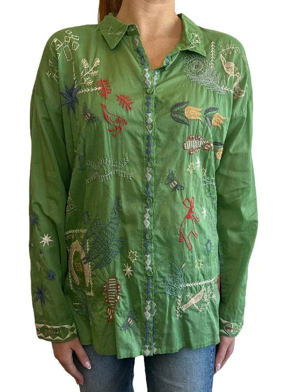 Midnight Madness Goya Blouse In Fern Green
