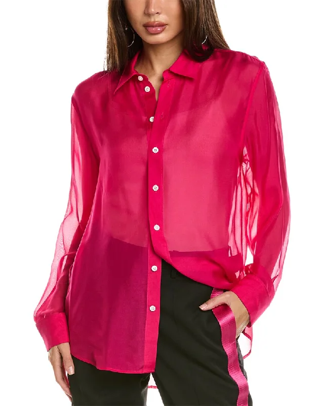 Deal Dash Helmut Lang Sheer Silk Relaxed Shirt