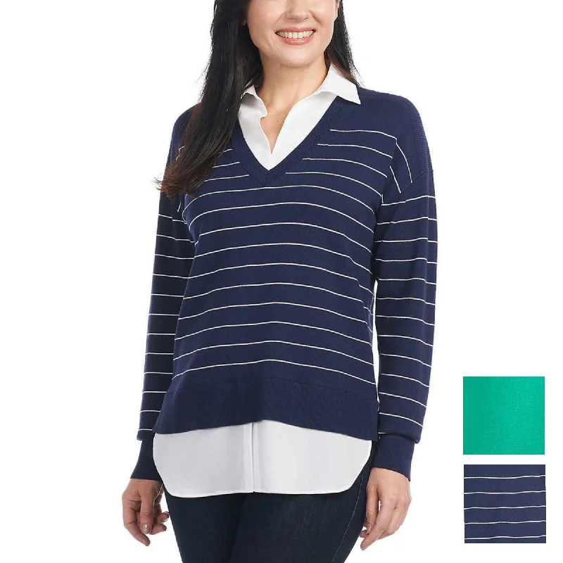 Savings Event Hilary Radley Women's Collared V-Neck Soft 2-fer Sweater