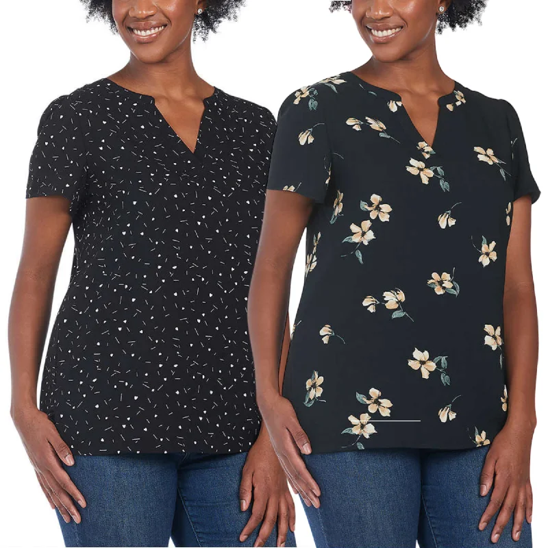 Super Savings Hilary Radley Women's V-Neck Flutter Sleeves Lightweight Printed Blouse Top
