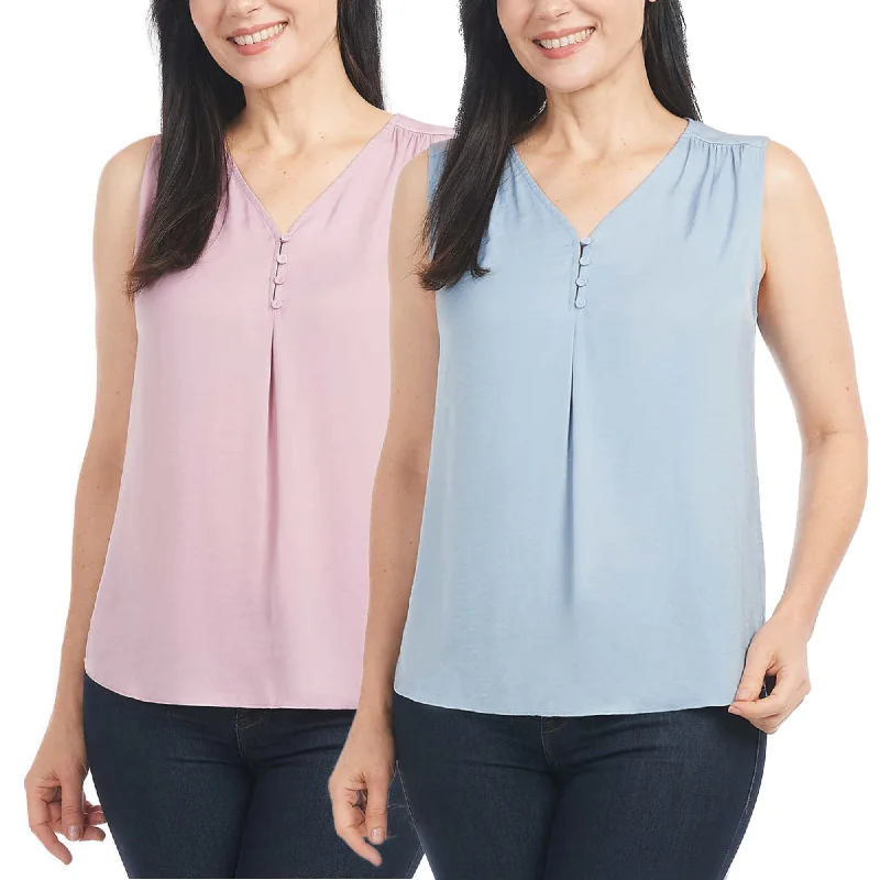 Crazy Deals Hilary Radley Women's Sleeveless V-Neck Lightweight Blouse Top