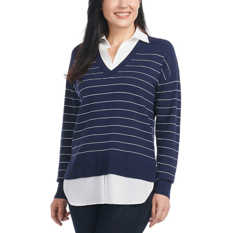 Exclusive Online Offer Hilary Radley Women's Collared V-Neck Soft 2-fer Sweater