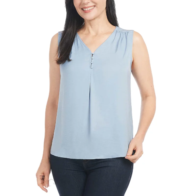 Markdowns Hilary Radley Women's Sleeveless V-Neck Lightweight Blouse Top