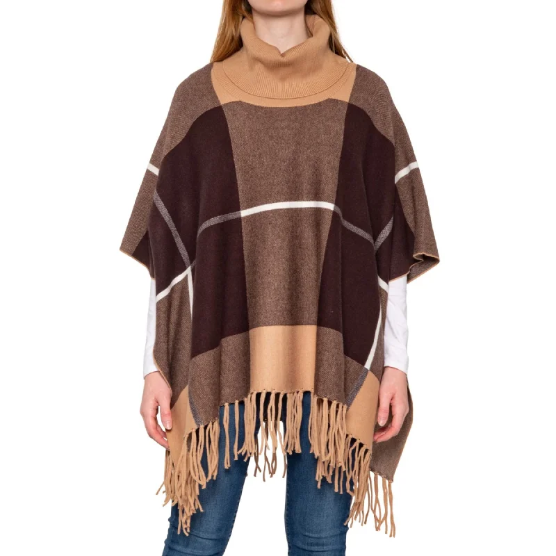 Instant Discount House of Harlow 1960 Women's Mock Neck Plaid Fringed Poncho
