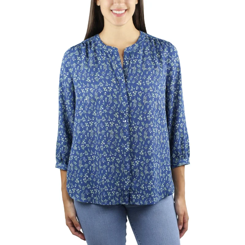 Today’s Special Jachs Girlfriend Women's Floral Print Button Front Top Three Quarter Sleeve Blouse