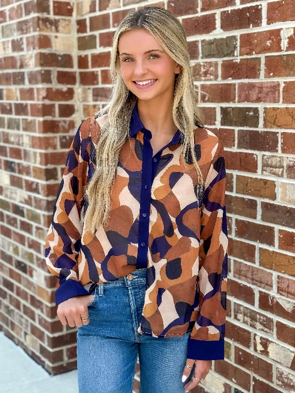 Bargain Blast Printed Blouse (Brown)