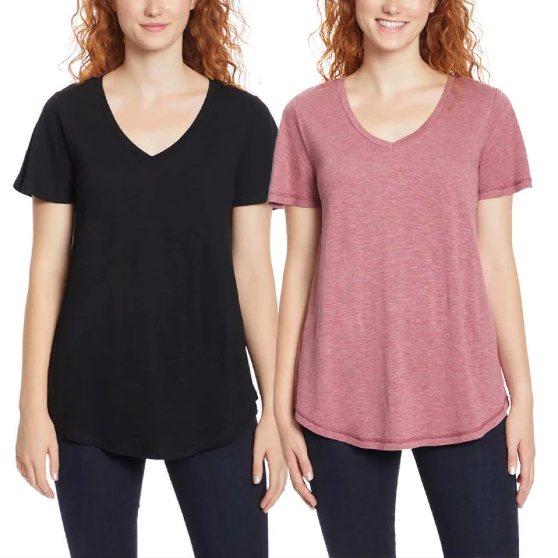 Super Deal Jessica Simpson Women's Flutter Sleeve Tee Relaxed Fit V-Neck T-Shirt