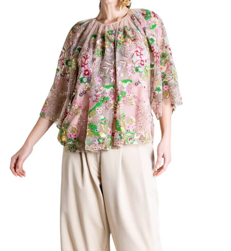 Price Drop Lace Blouse In Multicolor